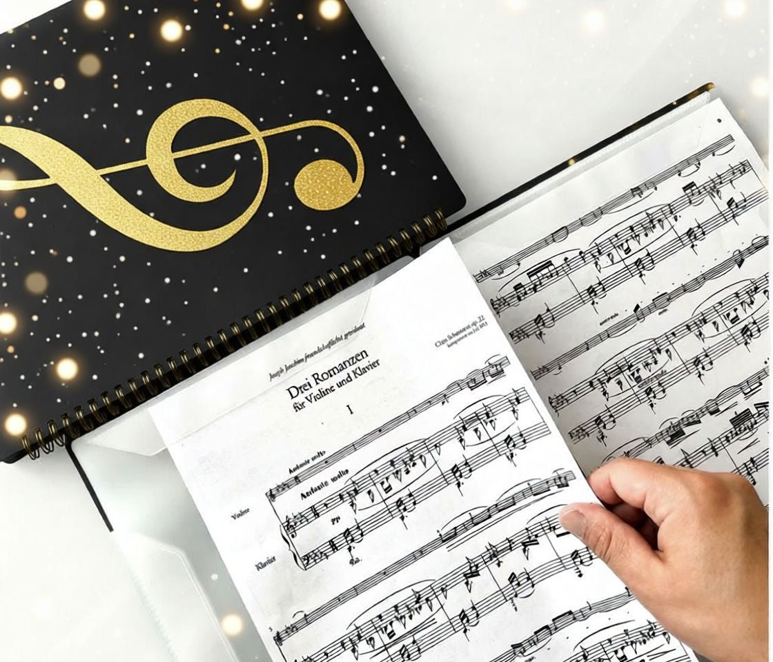 Notenmappe/Notenordner in A4 mit 40 Seiten/20 Taschen